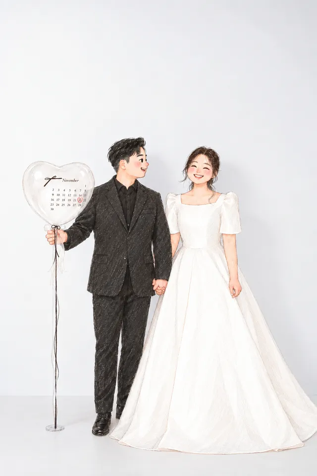 손을 잡은 경록과 유리의 일러스트